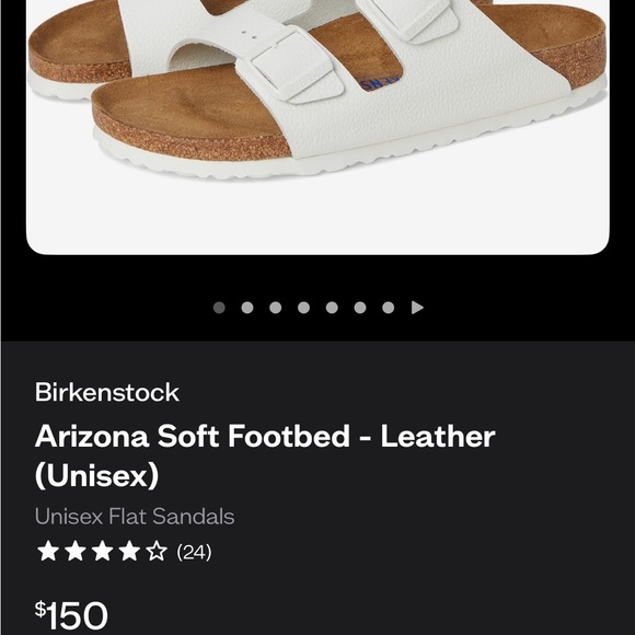 Birkenstock Arizona White Leather Sandals 38 N Brand New!